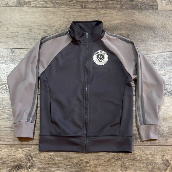 Vintage Paris Saint-Germain Neymar Full Zip Gray Soccer Jacket Made USA Kids 10 - Picture 1 of 6